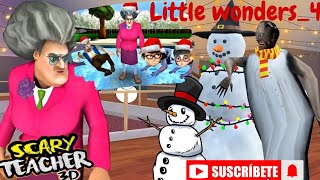 Scary teacher 3D  prank game play merry poppers  Christmas pranks  made her cry