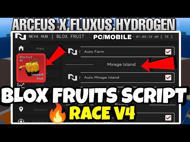 CÁCH HACK BLOX FRUITS UPDATE 18 TRÊN PC VÀ MOBILE : AUTO FARM, ESP FRUIT,  MIRAGE ISLAND ,ROBLOX 