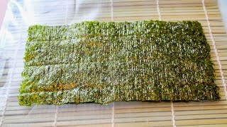 Working With Roasted Seaweed Nori For Making Sushi