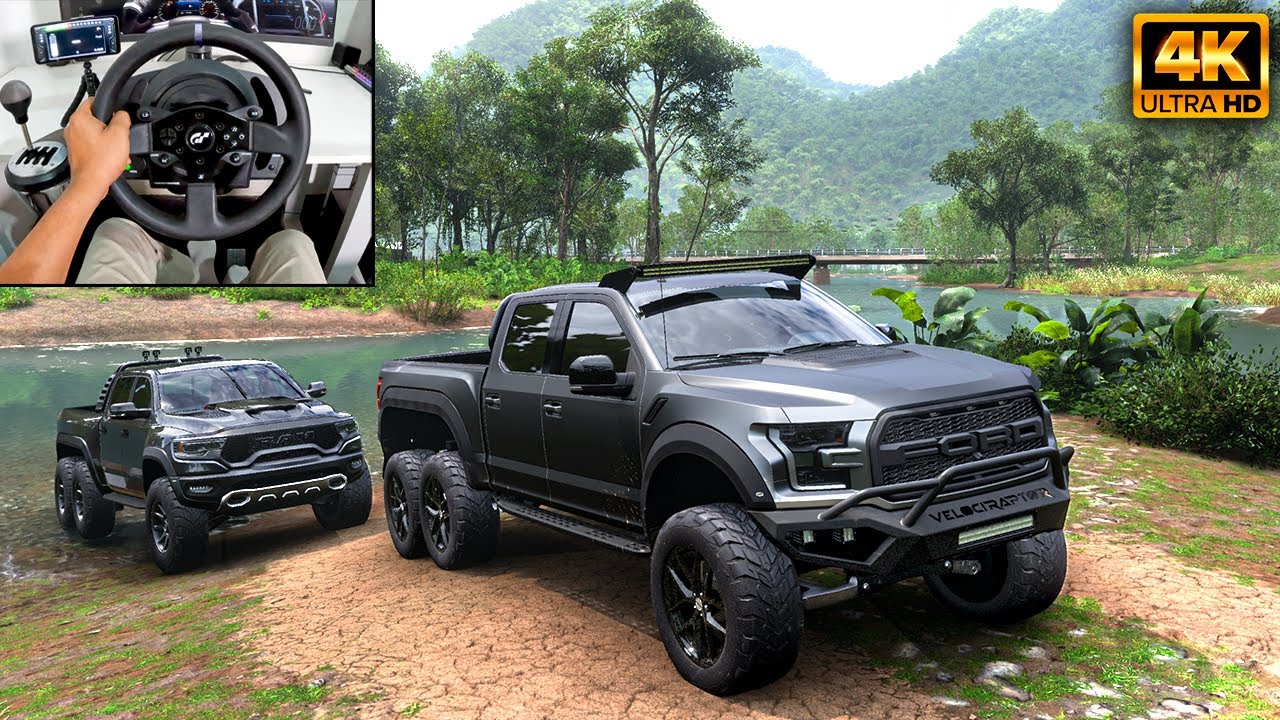 Ford VelociRaptor 6X6 & RAM TRX 6x6 |OFFROAD CONVOY| Forza Horizon 5 | Thrustmaster T300RS gameplay