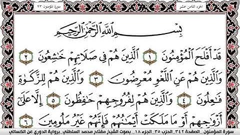 سورة المؤمنون مكتوبة مفتاح السلطني برواية الدوري عن الكسائي | كنوز الهدى