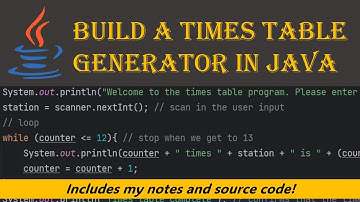 #12 | Build a times table generator | multiplication tables with while loops | Java tutorial