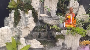 Làm hòn non bộ từ đá thác nước sinh động - thầy thích minh tuệ tiểu cảnh