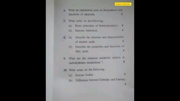 Biochemistry and metabolism #hpu msc botany% zoology (previous question papers 2022) year 2022