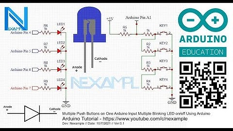 Multiple Push Buttons on One Arduino Input | Multiple Blinking LED on/off Using Arduino