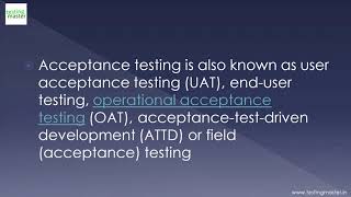 Manual Testing - AcceptanceTesting || Testing Master || www.testingmaster.in