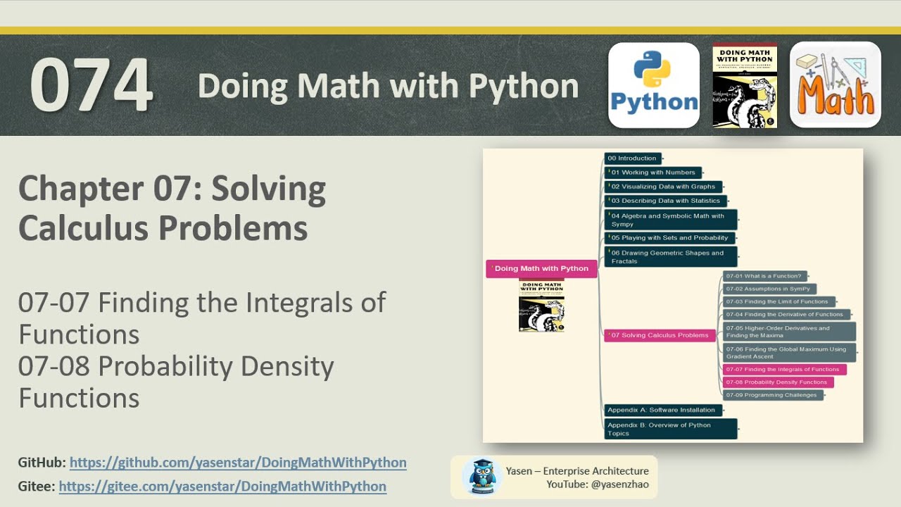 Math with Python 074 - 07-07 integral 07-08 probability density - YouTube