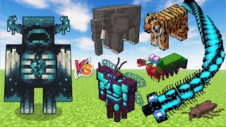 WARDEN vs ALEX MOBS in Minecraft - Warden vs Void Worm, Elephant, Straddler, Crimson Mosquito