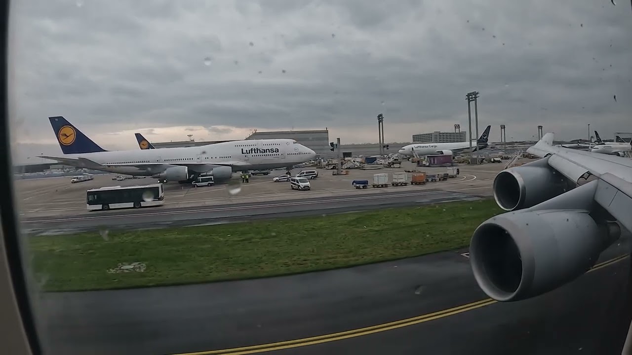 4K Lufthansa 747-400 Takeoff Frankfurt.