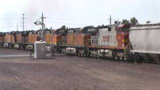 BNSF General Merchandise with Seven Locomotives and Heavy Equipment - Daggett, California