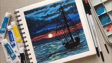 How to paint water-realistic water reflection wave painting tutorial