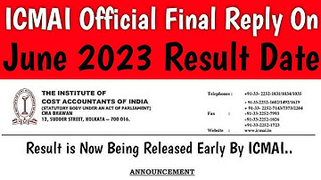 CMA Results June 2023 | CMA Inter & CMA Final Result Date Finally Confirmed By ICMAI Official