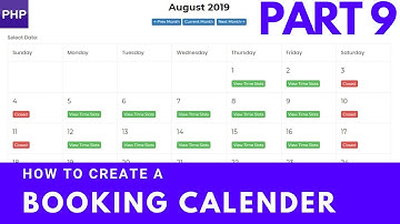 How to create a booking calendar | show available booking slots for day | php mysql part 9