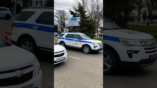 Police car flashing lights horn