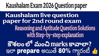 Kaushalam exam 2026 question paper | Aptitude and Reasoning answers |80% score tricks |Learn simple|