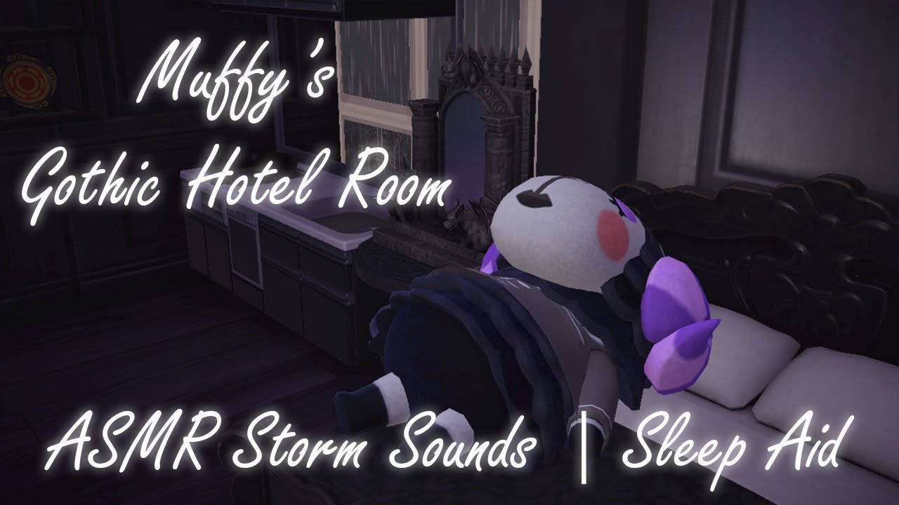 [ASMR Sleep Aid] Muffy's Gothic Hotel Room - Rain & Thunderstorm Ambience 🌆⛈️[No Music]