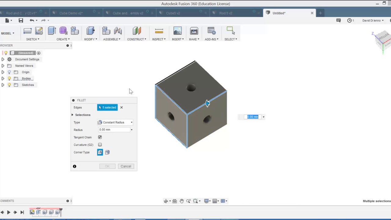 Rod and Cubes in Fusion 360 YouTube