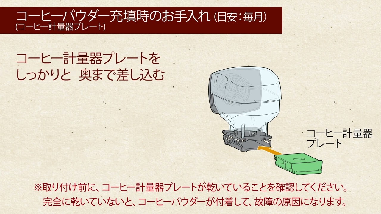 バリスタW～コーヒータンクのお手入れ～（コーヒー計量器プレート）