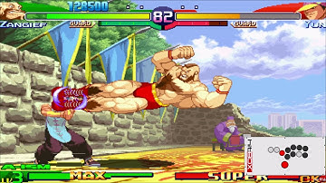 Street Fighter Alpha 3 MAX | Arcade Mode | Zangief (Hitbox Input Overlay)