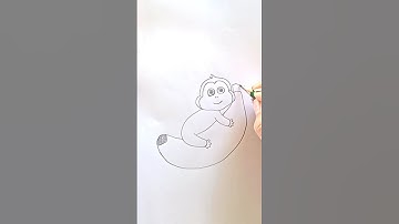 Cute Monkey 🐒 hug Banana 🍌 drawing #drawing #shorts #monkey #banana