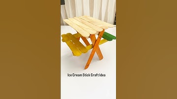 DIY Picnic Table & Bench from Popsicle Sticks 🪑 | Ice Cream Stick Craft Ideas #DIYForKids #Shorts