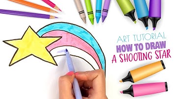 How to draw a shooting star. Simple shooting star drawing step by step kids tutorial.