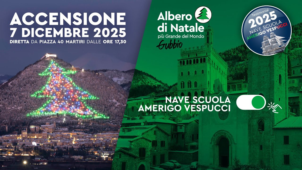 Gubbio (PG) - Accensione 2025 dell'Albero di Natale più grande del Mondo