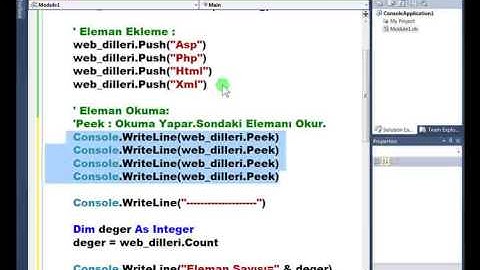 Visual Basic .NET - Ders 362 : Generic Koleksiyonlar Stack Sınıfı Peek Metodu