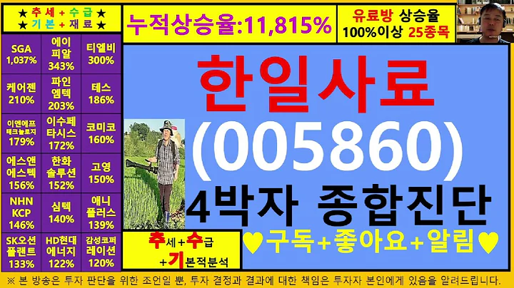 한일사료(005860)4차원종목진단및향후주가전망 추수기(추수)전문가