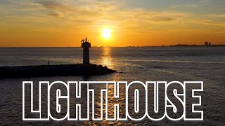 Lighthouse at Sunset - 4K Drone Footage - Copyright Free