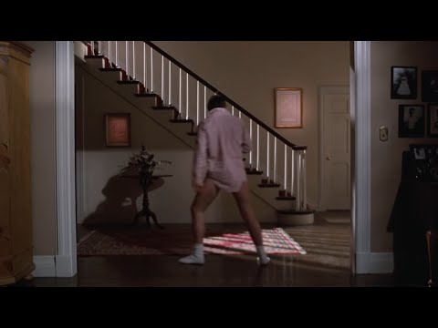 Risky Business dance scene but he keeps sliding across room