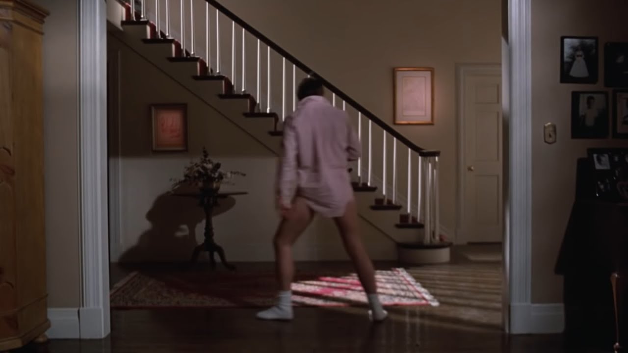 Risky Business dance scene but he keeps sliding across room