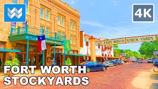 [4K] Historic Fort Worth Stockyards in Texas USA - Walking Tour & Travel Guide 🎧