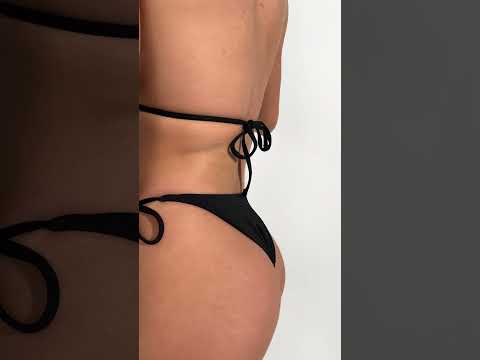 Роздільний жіночий купальник в рубчик із зав'язками BRONZE чорний, видео 1