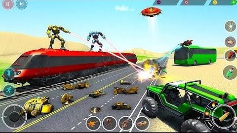 Transformers Dolphin Robot Car Battle Saving City: Red Robot Wars - Android iOS Gameplay
