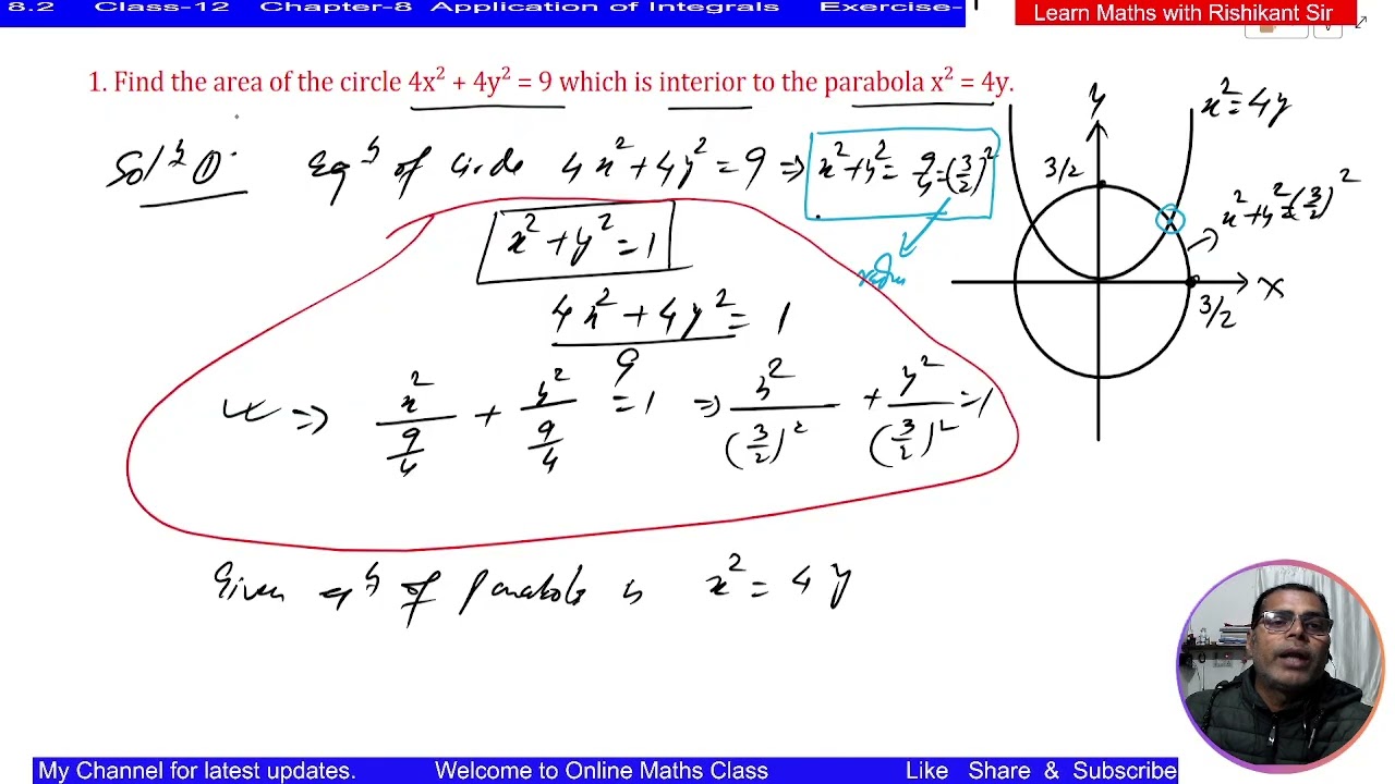 Exercise- 8.2 Application of integrals Lecture-1 || Class-12