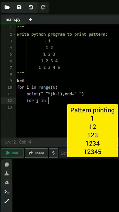 pattern printing in python|Print pattern using for loop #python # ...