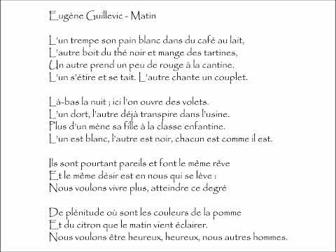 Guillevic (Eugène) : MATIN - L’un trempe son pain blanc dans du café au lait, @PoemeMinute