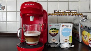 Bosch Tassimo Coffee Machine - Making a JACOBS CAPPUCCINO CLASSICO