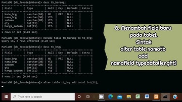 Video Pembelajaran Basis Data - Kode SQL Dasar untuk memanipulasi tabel