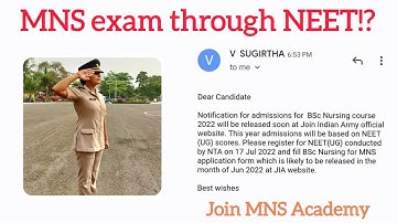 MNS exam through NEET /New update on MNS 2022/ Join MNS Academy