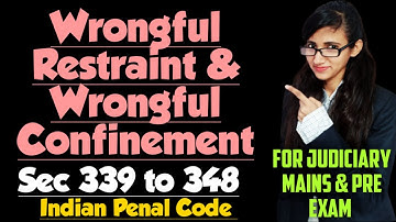 Wrongful Restraint and Wrongful Confinement in IPC explained with cases, Section 339 to 348 of IPC
