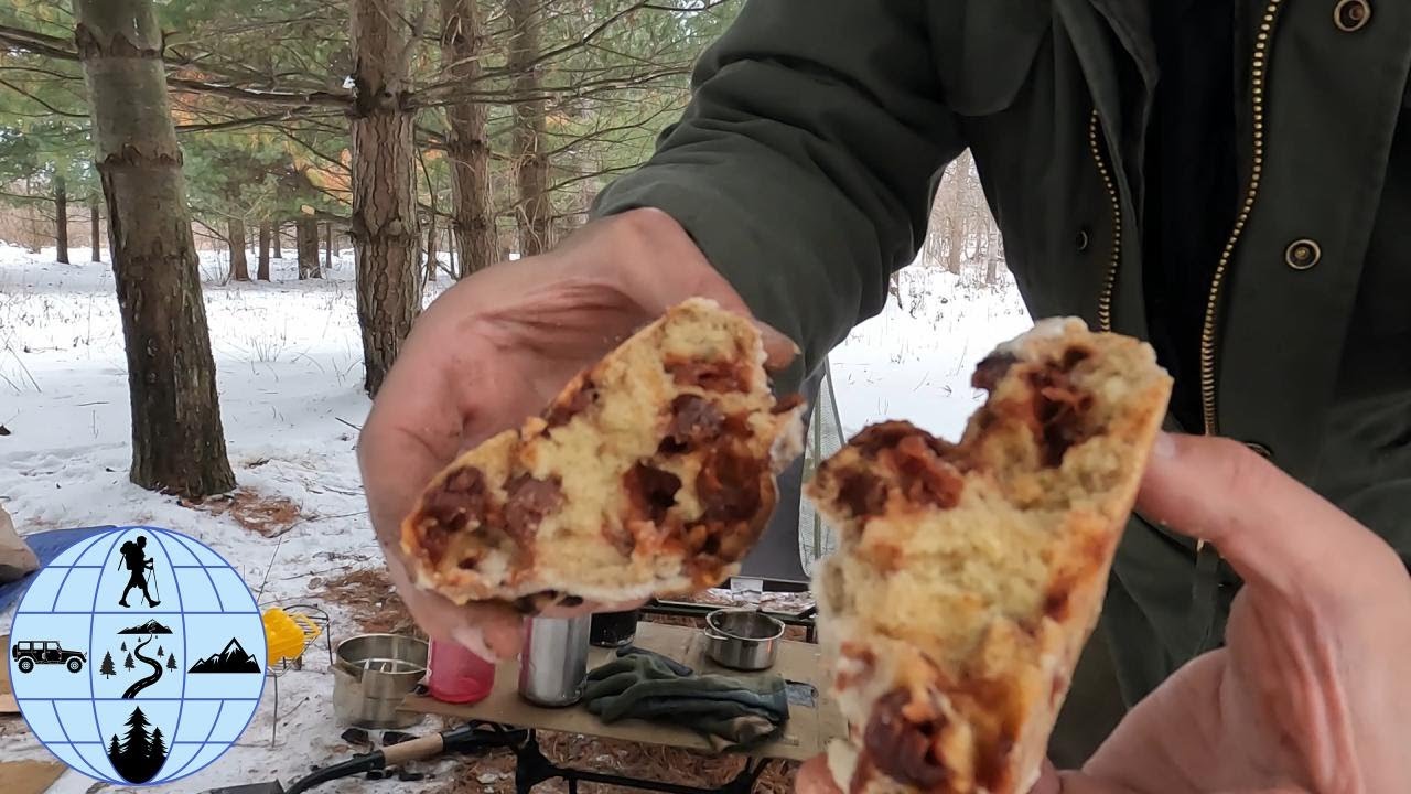 Зимний кемпинг, -11°C, 14-часовой костер в сибирской печи, ужин из стейка, свежеиспеченный хлеб н...