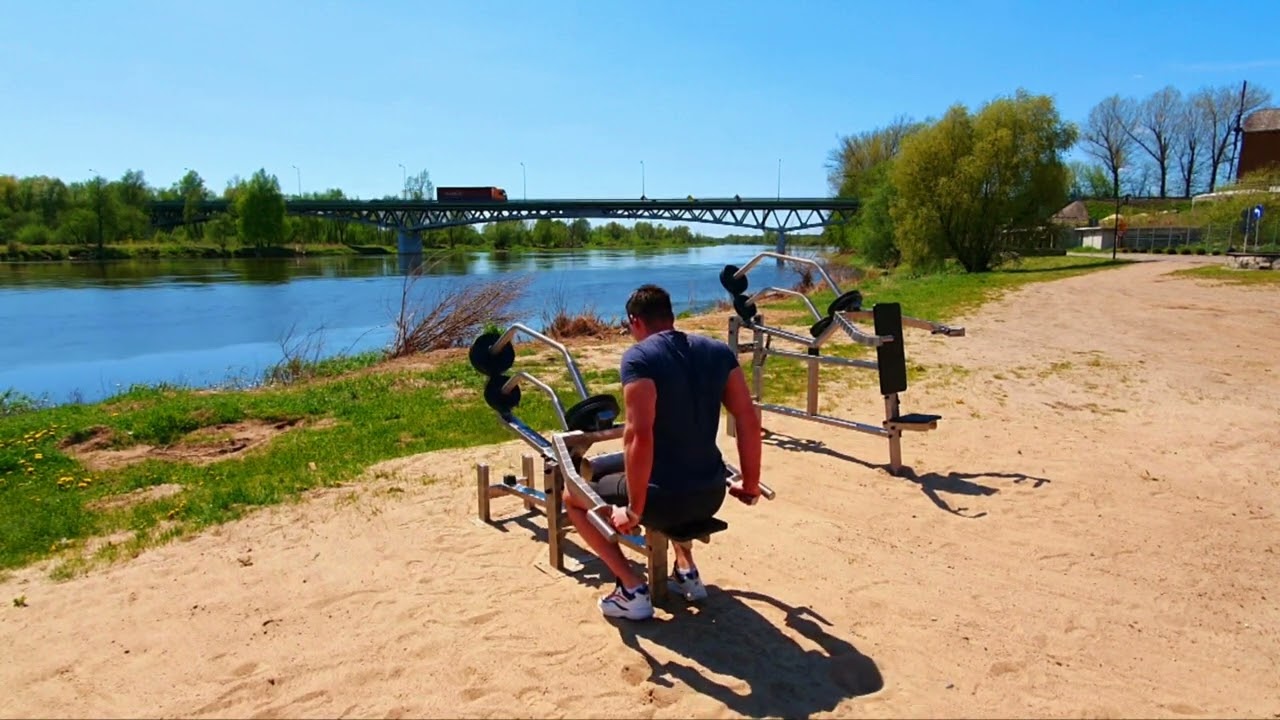 Banc à Triceps Outdoor Inox – Appareil de Musculation à Disques Olympiques pour Parc Fitness Extérie