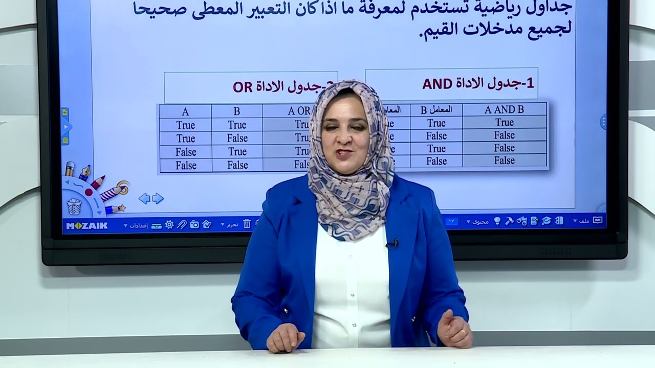 الحاسوب للثاني متوسط/ الوحدة3/الفصل1/الدرس3/التعابير والجداول المنطقية