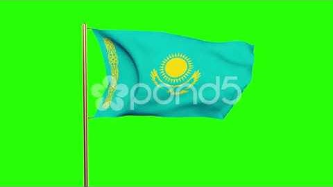 Kazakhstan Flag Waving In The Wind. Looping Sun Rises Style. Animation Loop