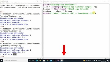 Hatvány feladat -  Python formázott kiírás print(f"")