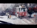 Watercolor - Speed painting - Vienna Cityscape - Timelapse