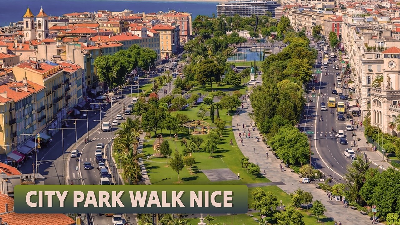 Nice, France Central Park Walk | Promenade du Paillon 4K Natural Sound