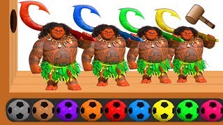 learn colors with colorful moana maui soccer balls wooden face hammer xylophone colors for kids